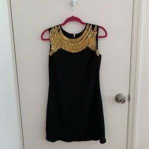 Ted Baker Metallic Gold Fringe Dress Sz 2